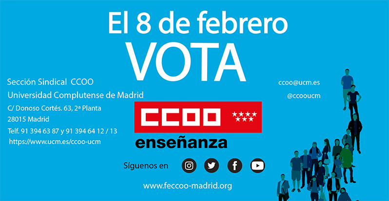 El 8 de febrero vota CCOO. Felices de estar contigo